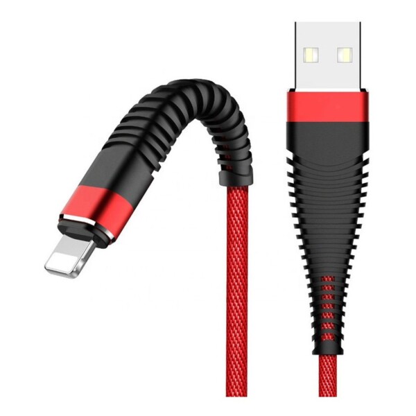 Cable Cargador Usb iPhone Malla Super Reforzado Treqa 1 Mtro Color Variante Rojo