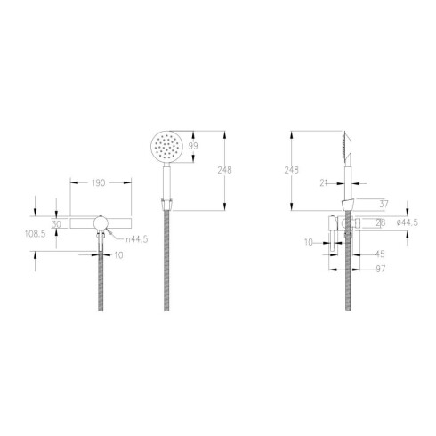 Griferia Ducha Exterior Con Flexible Y Telefono - Brushed Nickel GRIS-BRUSHED NICKEL