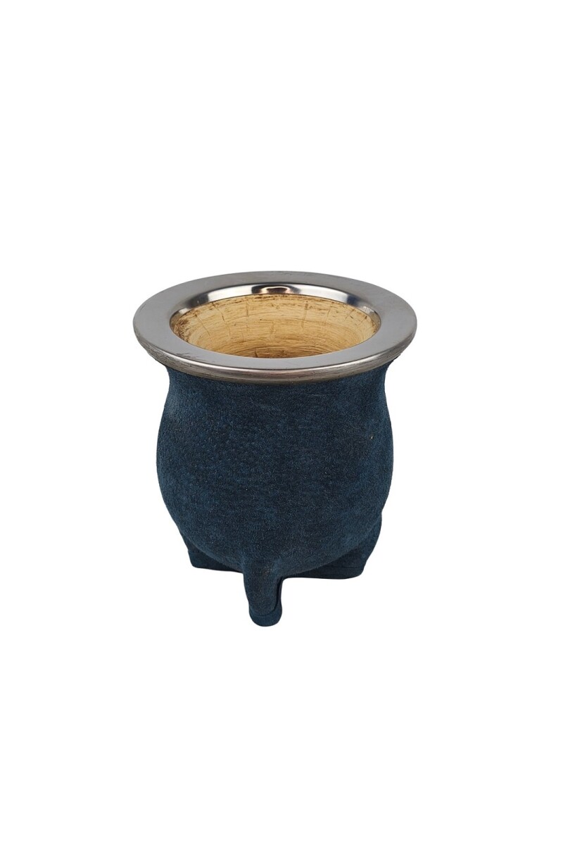 Mate calabaza camionero en pecarí acero grande Azul