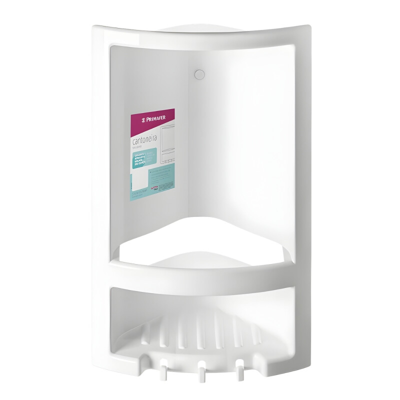 Esquinero para ducha con ganchos de plástico BLANCO