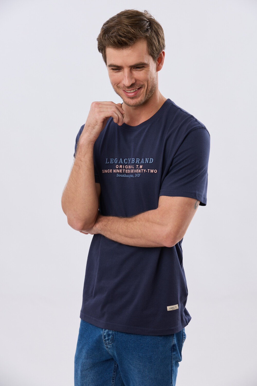 REMERA ESTAMPADA DE ALGODÓN Azul