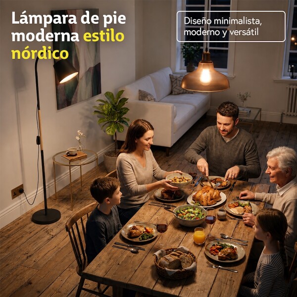 Lámpara De Pie Moderna Nórdica Para Living Con Brazo Flexible de 1.5 Metros Imback Color Negro Lámpara De Pie Moderna Nórdica Para Living Con Brazo Flexible de 1.5 Metros Imback Color Negro