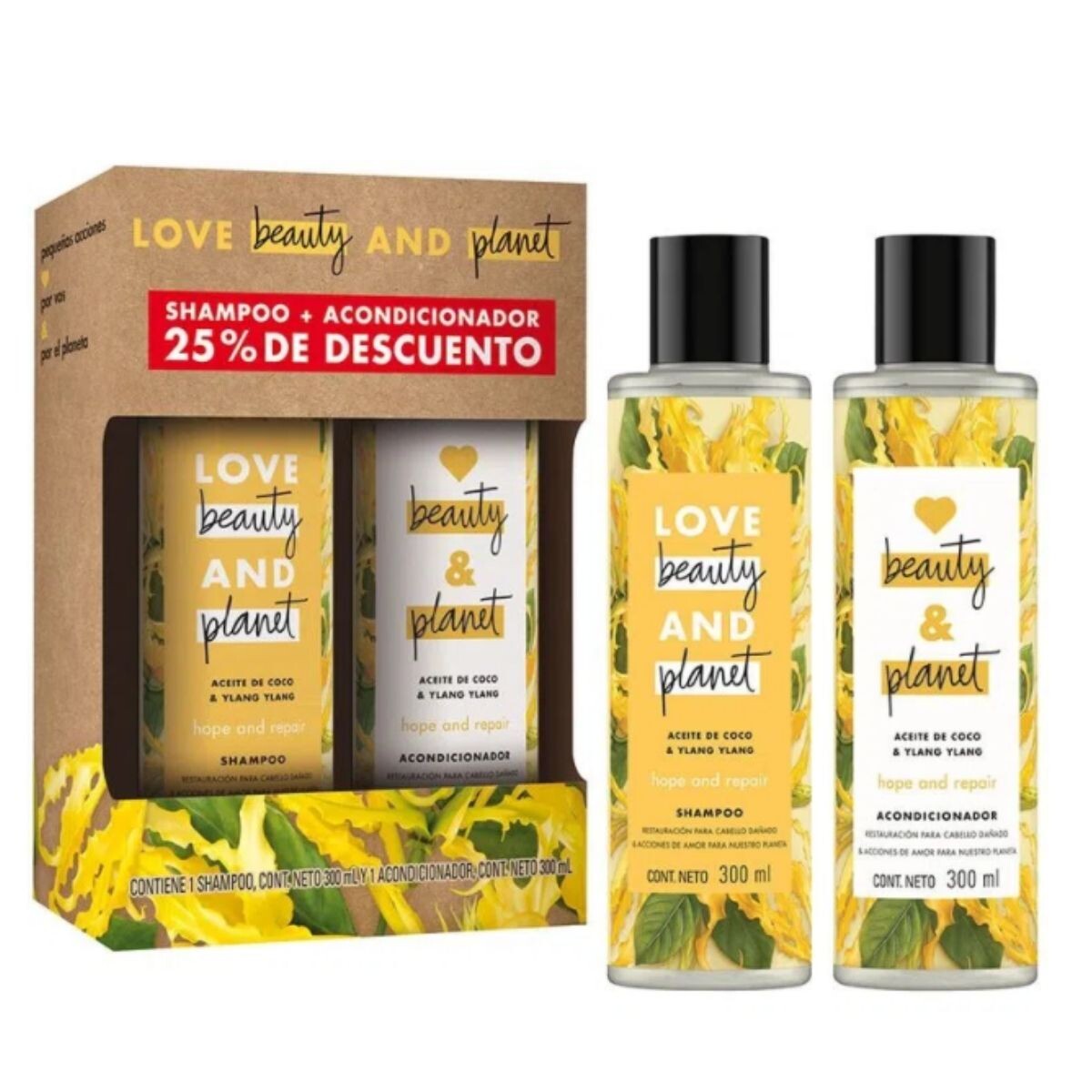Shampoo Love Beauty & Planet Hope and Repair 300 ML + Acondicionador 300 ML 25% OFF 