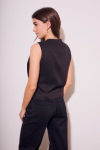 Chaleco Lino Negro