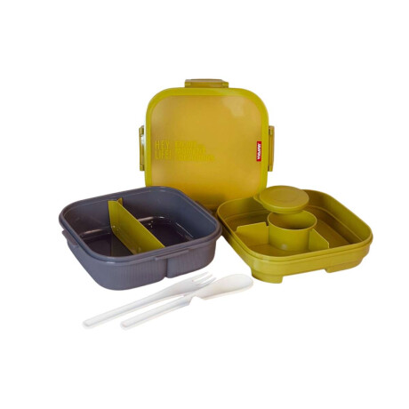 Vianda doble piso con division y tapa Verde