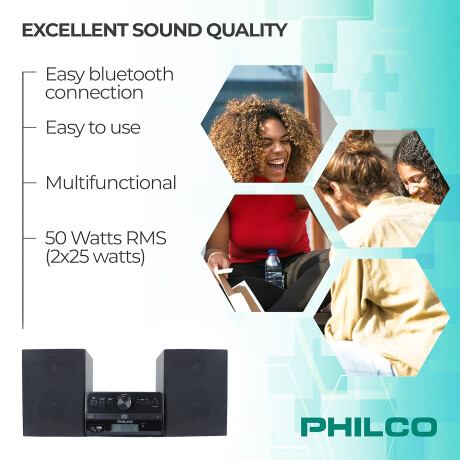 Philco - Sistema de Sonido PES3550 - Bluetooth. 50W Rms. Estéreo. Cd-r/rw. Fm. 001