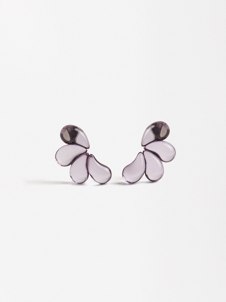 Pendientes Media Flor Transparente gris