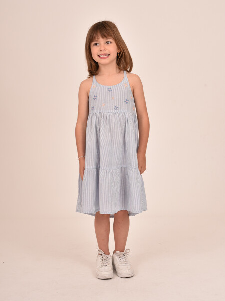 VESTIDO RAYAS AMAPOLA CELESTE