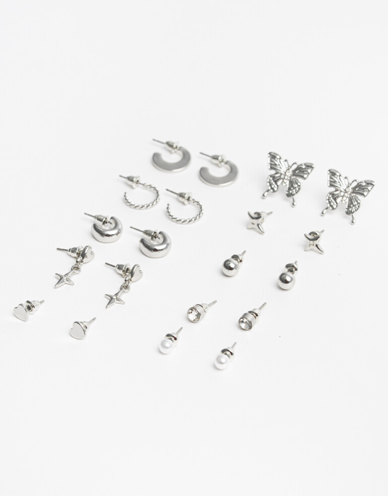 Aros Sets Aros Set Metal - Plateado Rodio