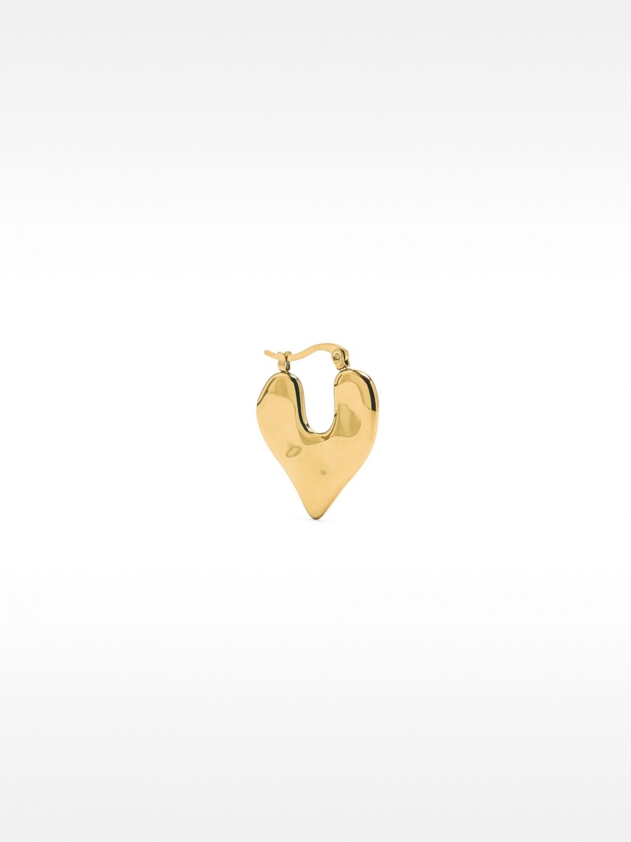 Pendiente Individual Con Corazón En Relieve - Acero Inoxidable dorado