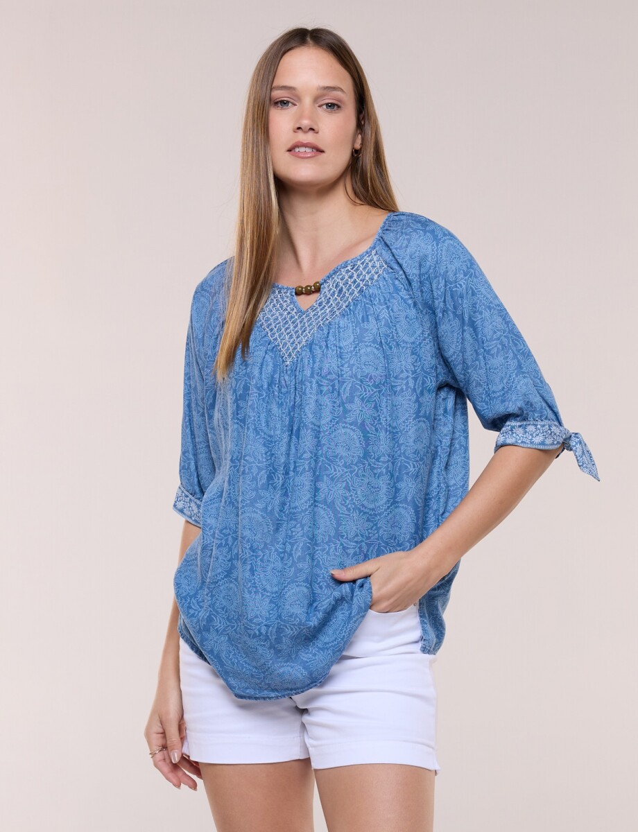Blusa Tencel Printed - Jean 