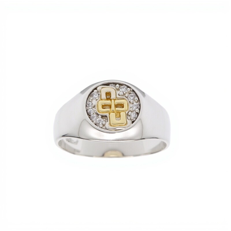 Anillo Profesión Escribano-Plata y Oro-Sin Piedra-AP5006 sinpiedra