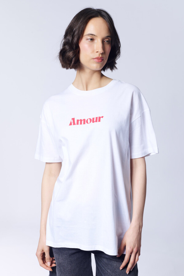 Remera manga corta Blanca Estampan Amour