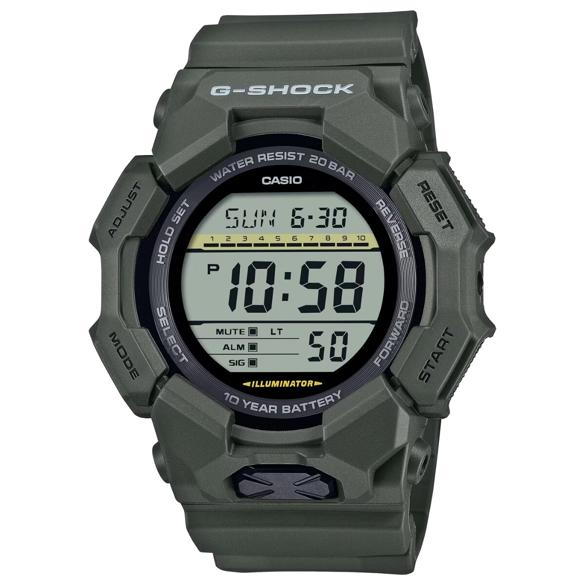 Reloj CASIO G-SHOCK GD010-3DR Resina Verde Esfera 52mm 