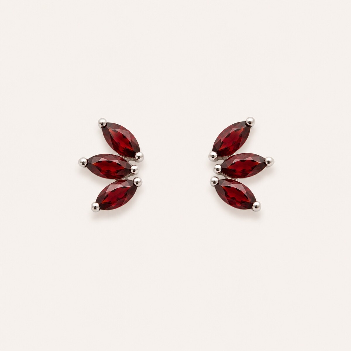 Caravanas Petals Granate - Plata 925 