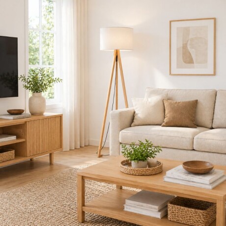 LAMPARA DE PIE CLASSIC - BLANCO/NATURAL LAMPARA DE PIE CLASSIC - BLANCO/NATURAL