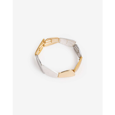 Pulsera Elástica Piezas Metal Dorado Oro Cepillado Mate