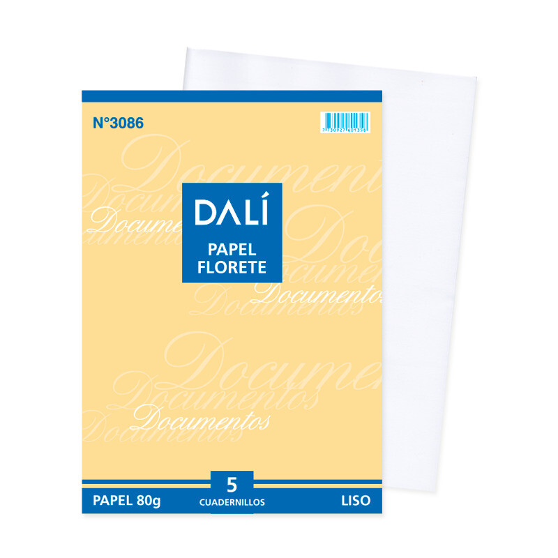 Papel Florete Liso 80G x5 Cuadernillos Dalí #Papel Florete Liso 80G X5 Cuadernillos Dalí