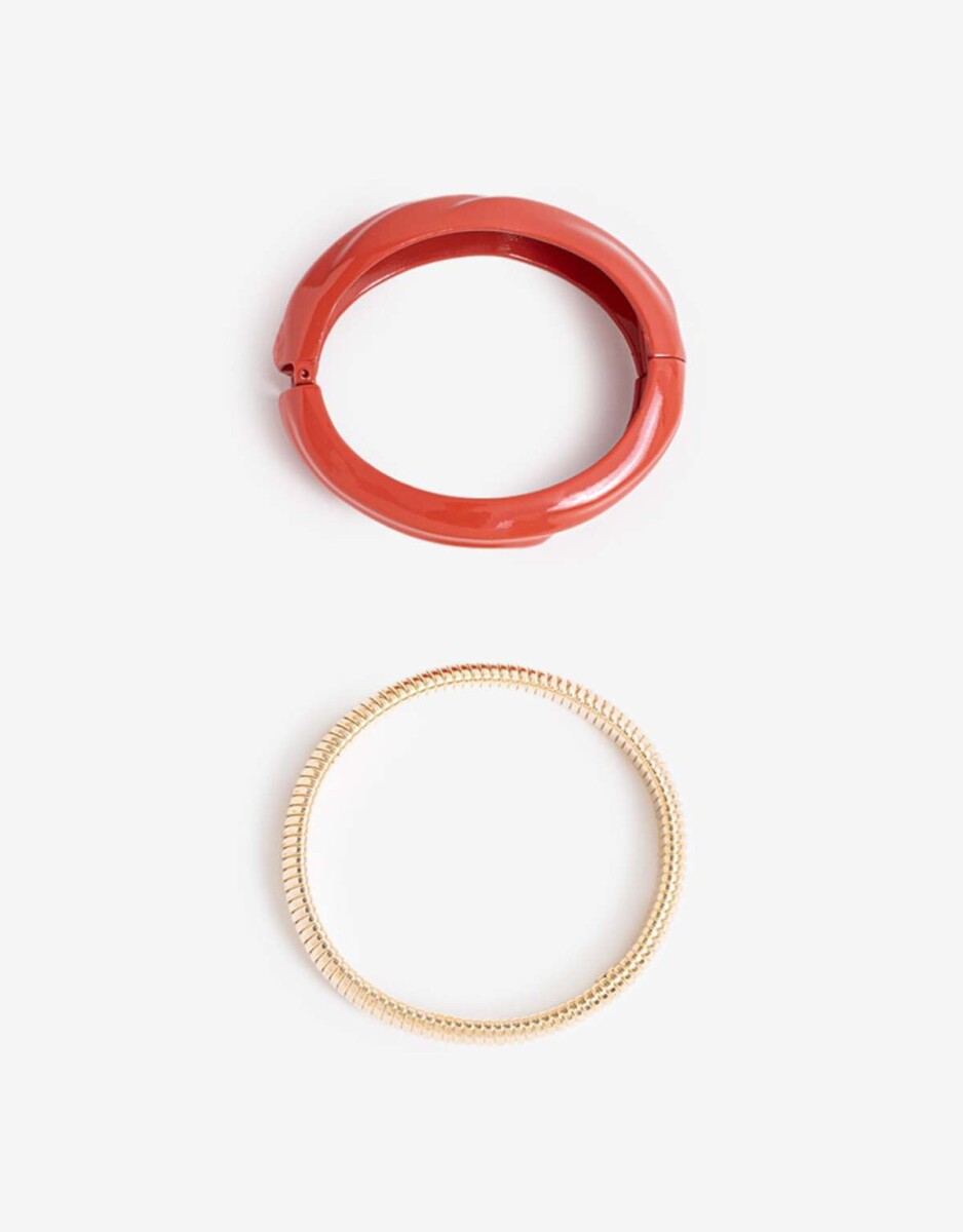Pulsera Rígida Metal Y Esmalte - Dorado 