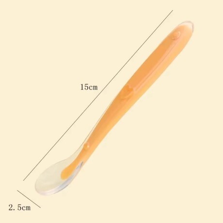 Cuchara en Silicona Cubierto para Comida de Bebés y Niños Naranja