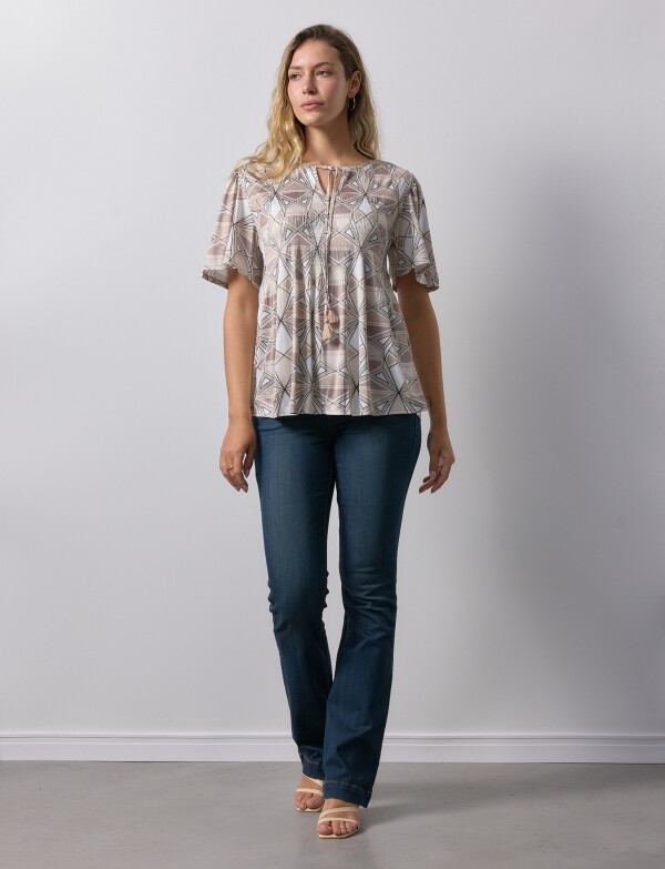 Blusa Plisada BEIGE/MULTI