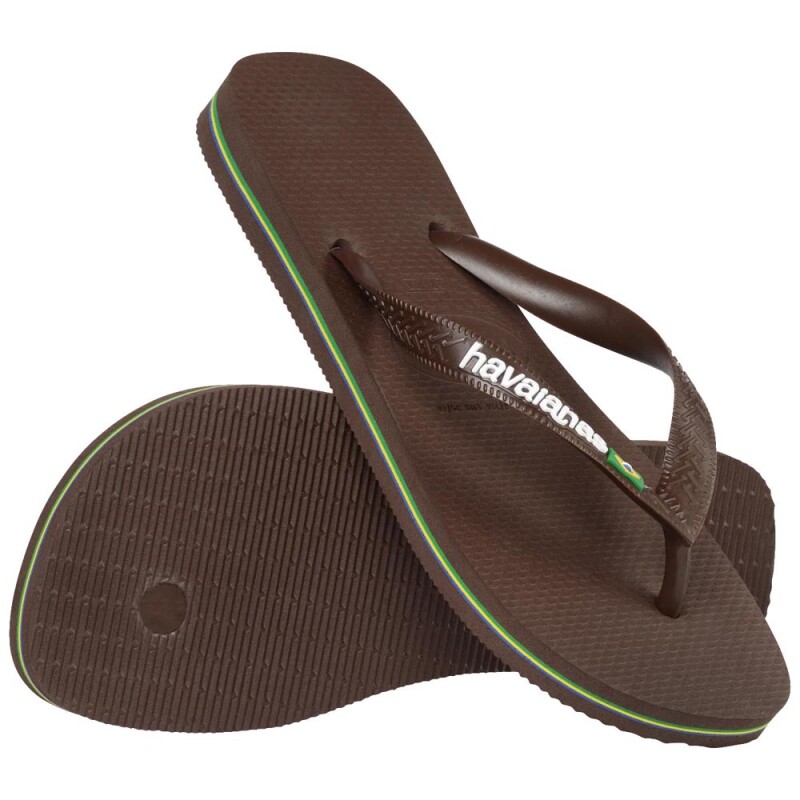 Sandalias Havaianas Brasil Logo Hombre Marrón Oscuro Blanco