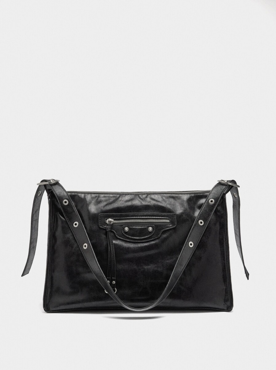 Bolso De Mano De Efecto Envejecido - negro 