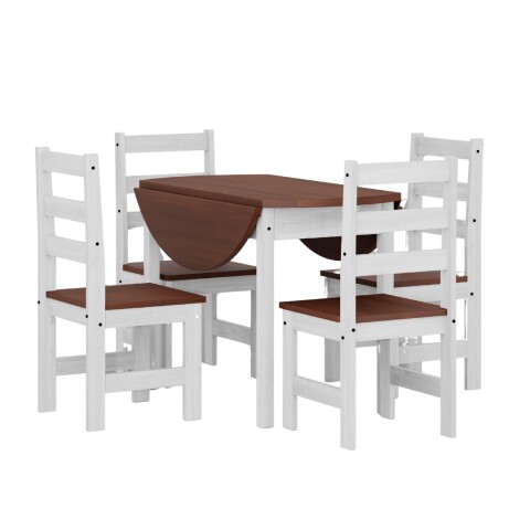 Juego de comedor redondo 4 sillas Blanco Juego de comedor redondo 4 sillas Blanco