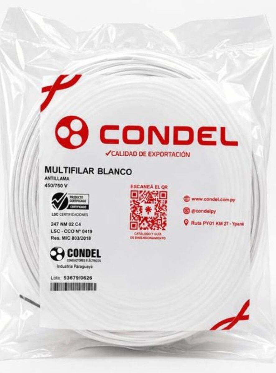 CABLE MULTIFILAR 2,50MM2 BLANCO CONDEL 