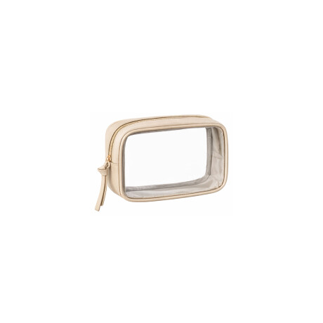 Neceser transparente con cierre mediano Beige