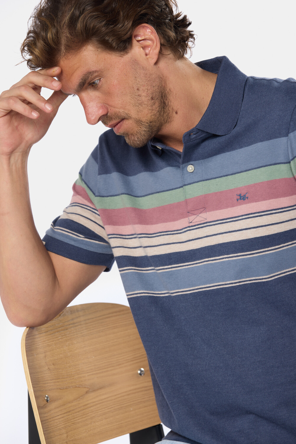 REMERA POLO RAYADA Azul