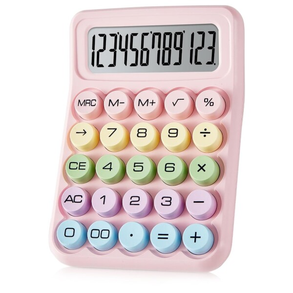 Calculadora Escritorio 12 Digitos Pantalla Grande Escolar Color Variante Rosa