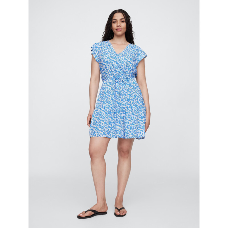 V-OPP SS TIE WAIST MINI BLUE DITSY FLORAL