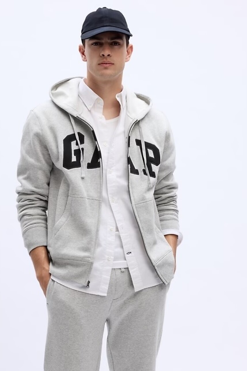 Canguro Con Cierre Logo Gap Hombre Light Heather Grey