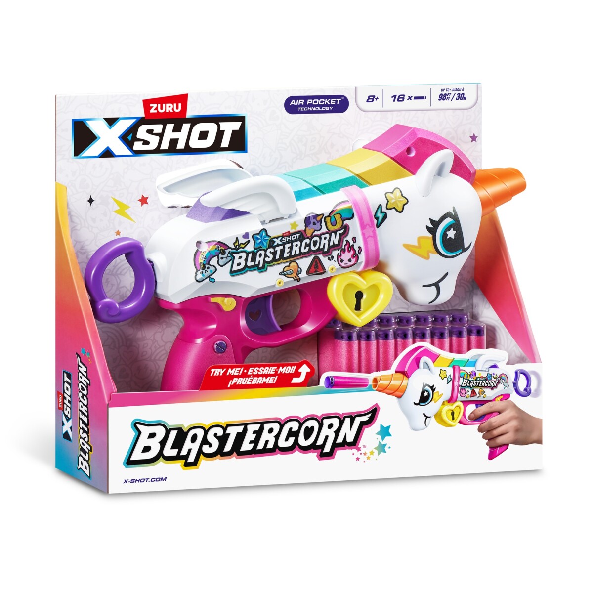 Pistola de Dardos X-Shot Blastercorn Unicornio 16 dardos 