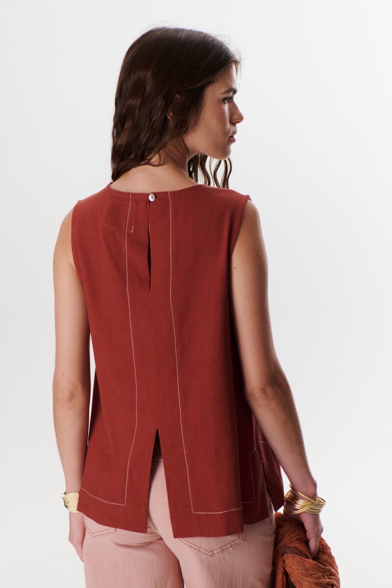 TOP LINO POCKET ROJO