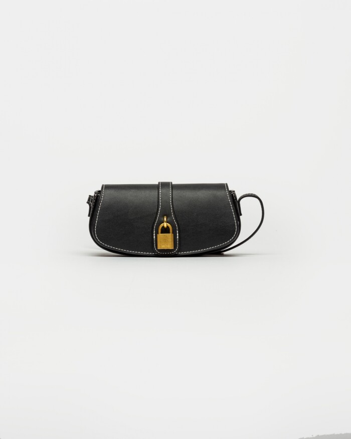 Mini Bag Celina en Efecto Cuero Liso Negro