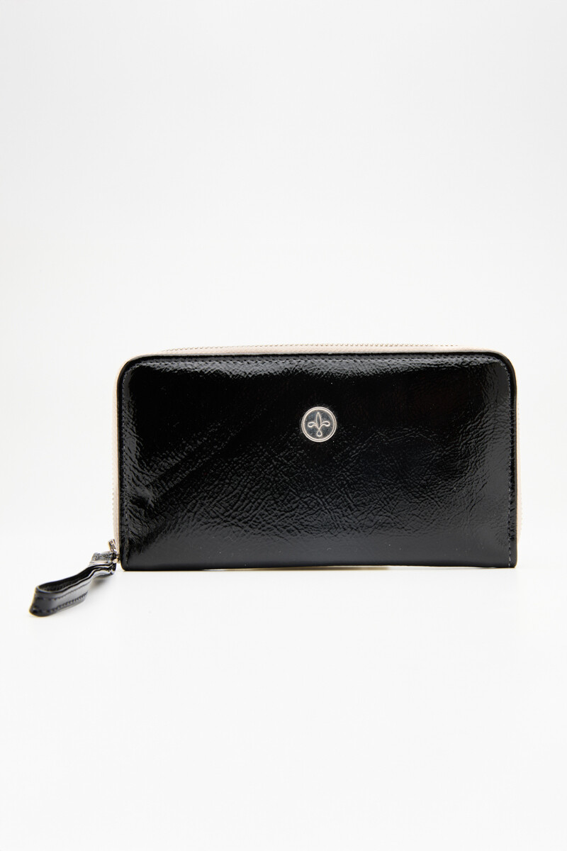 Billetera Roma - Charol negro 