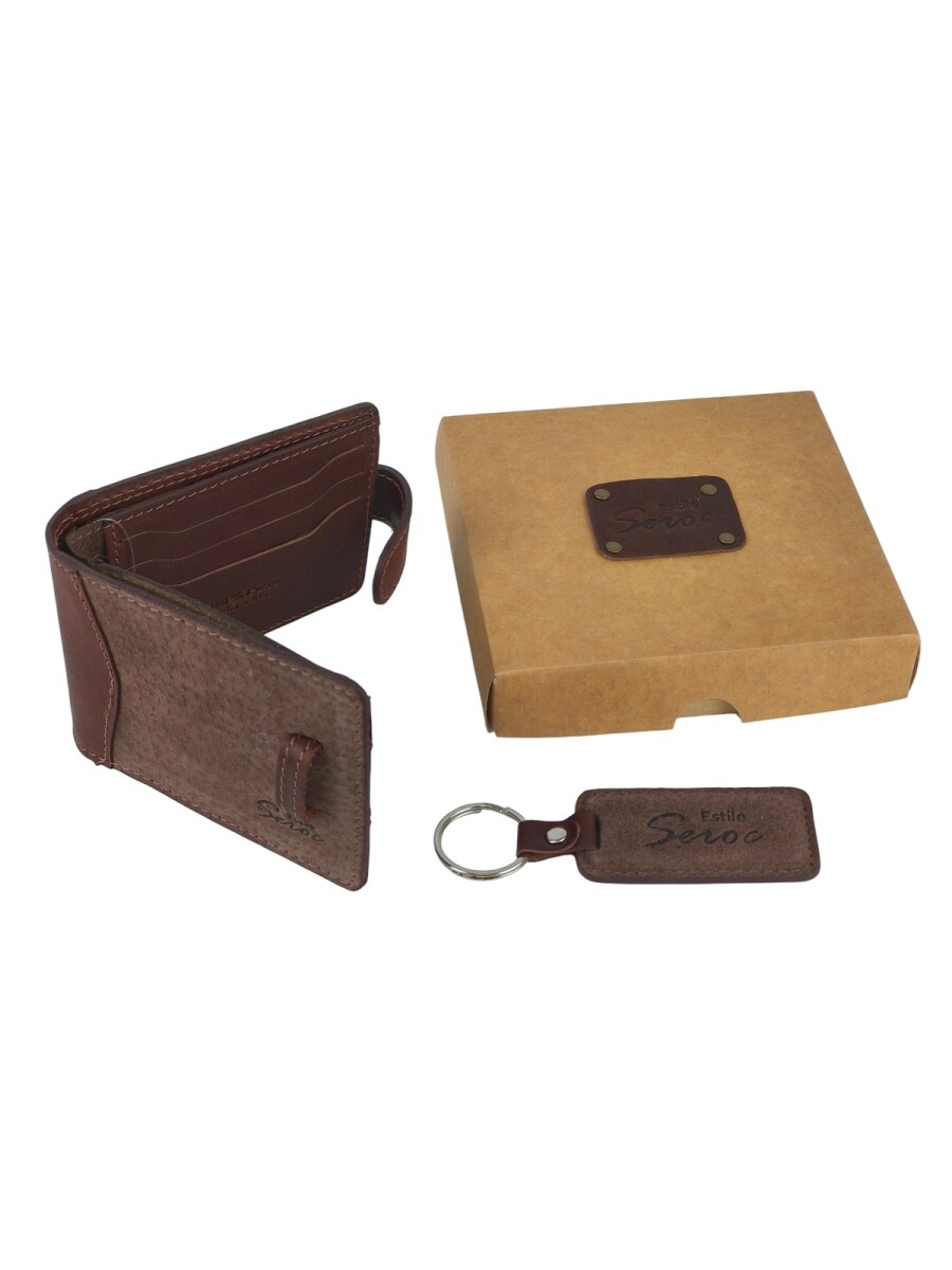 Set de billetra y llavero - Marron 