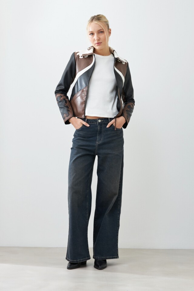 Chaqueta western eco cuero negro