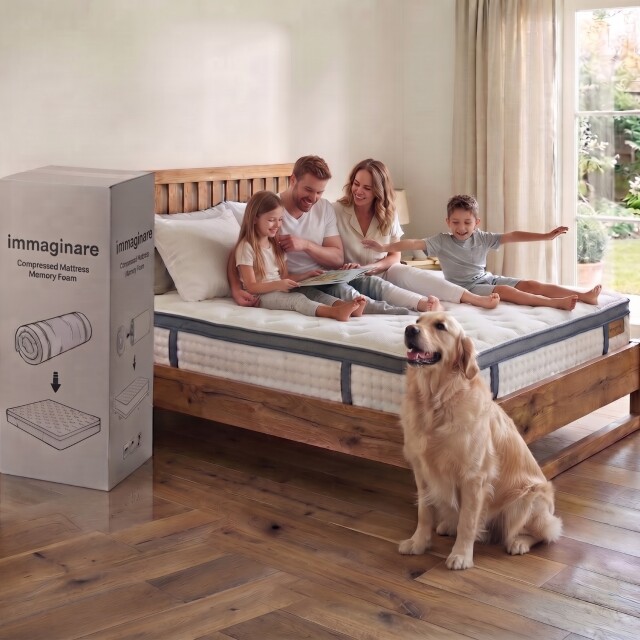 COLCHON EN CAJA DUBAI DORMITORIO HÍBRIDO RESORTES QUEEN SIZE