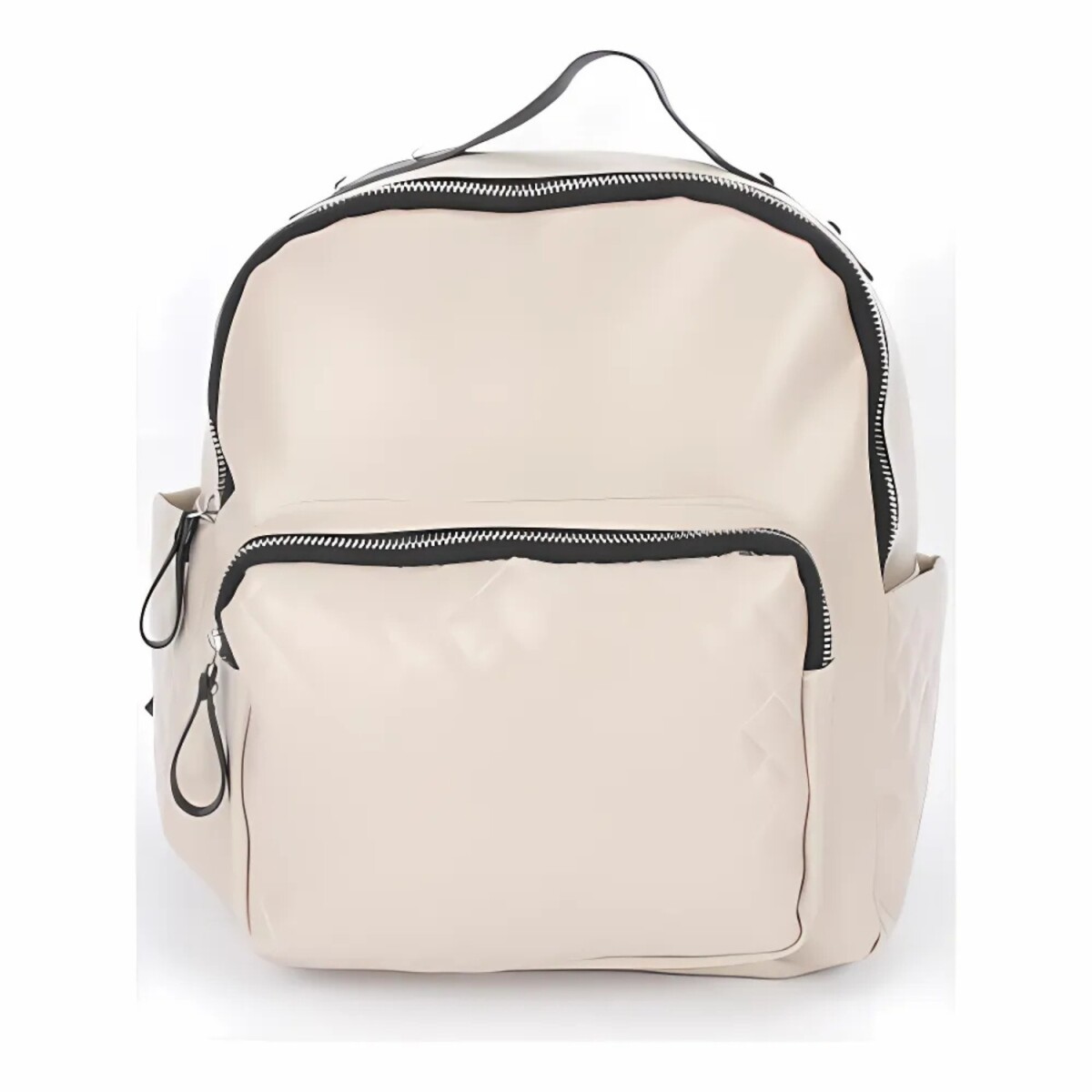 Mochila Canva capitoneada con cierres y detalles - Beige 