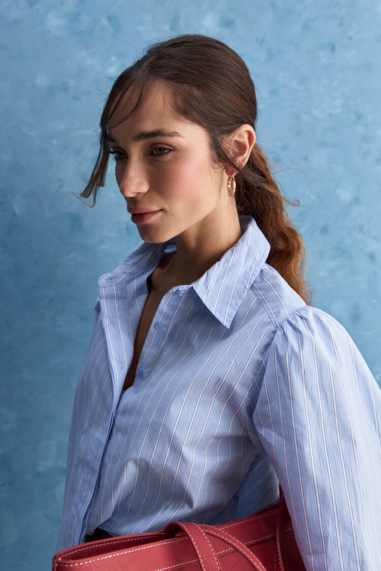 CAMISA ALONDRA Blanco/Celeste