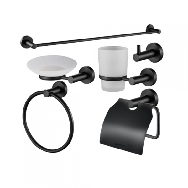 SET ACCESORIOS DE BAÑO NEGRO WADFOW Set Accesorios De Baño Negro Wadfow
