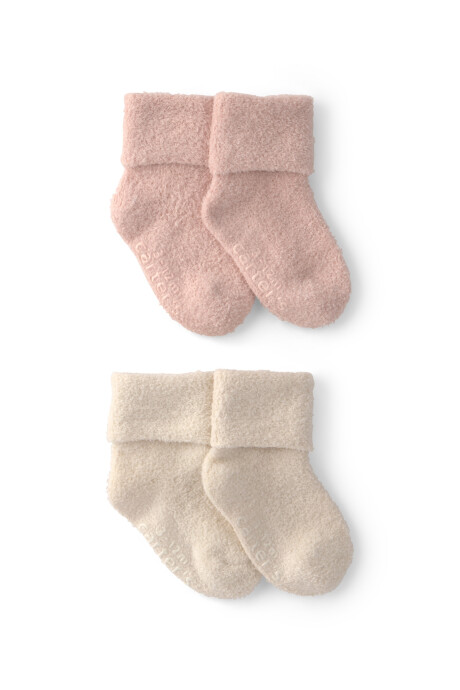 Pack cuatro pares de medias de chenilla, rosado y crema Sin color