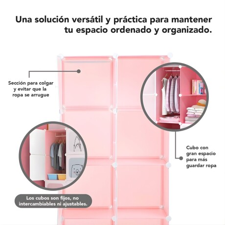 Armario Plastico Lumax 8 Compartimentos Desmontable Rosado