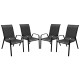 Set x4 Silla De Jardín De Metal Y Textilina Apilable con Apoyabrazos NEGRO