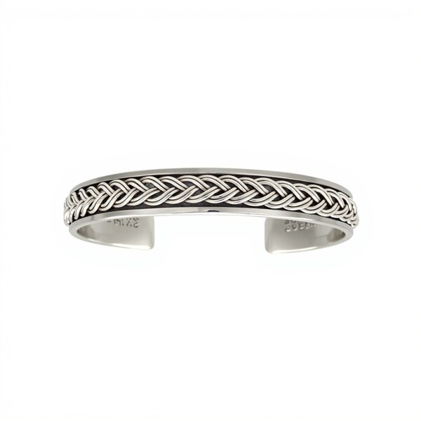 Brazalete trenzado con borde-Plata 925-Sin Piedra-BR3012 sinpiedra