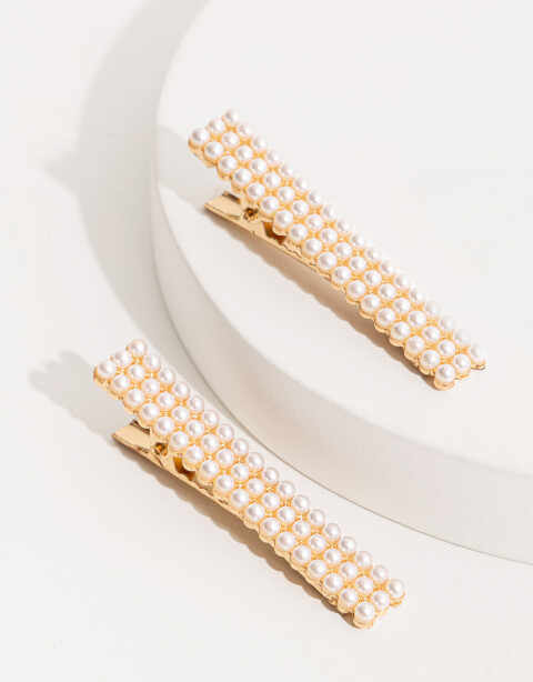 Horquillas con Accesorios Perla Set De Hebillas Con Perlas - Combinacion Bicolor