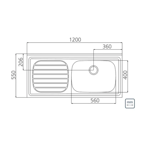 Pileta Derecha De 1200X550Cm Valv 3"1/2 93089/507 Fymelco 000